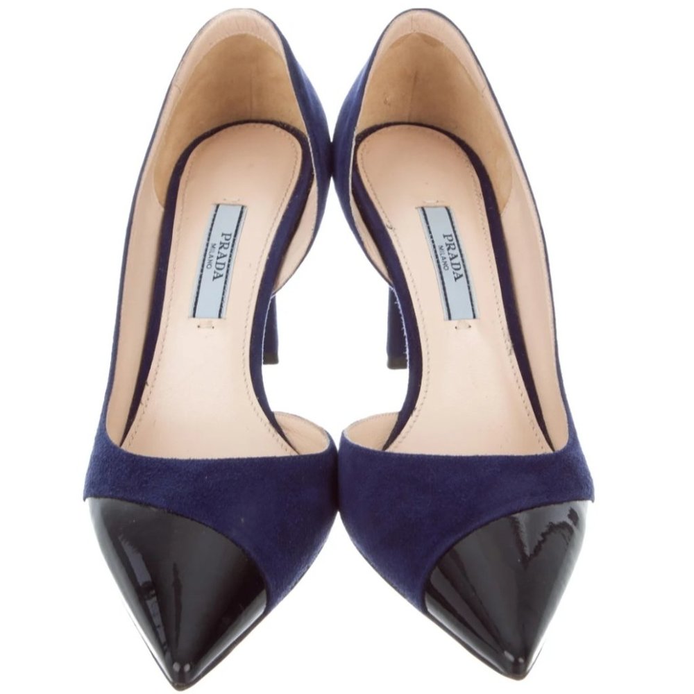 Prada suede blue heels